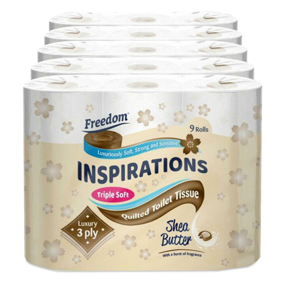 Freedom Inspirations Luxury 3Ply Toilet Roll - 45 Quilted Shea Butter