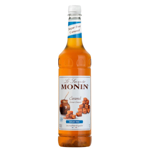 Monin Caramel Syrup Sugar Free 1Ltr and Pump 1