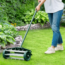 Taylor Brown Garden Rolling Lawn Aerator 45cm Manual Grass Spikes