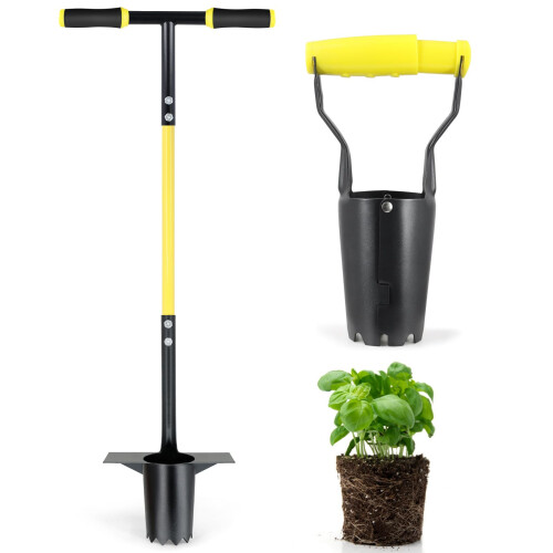 Jardineer 2PCS Bulb Planter Tools Set Long Handle Garden Transplanter