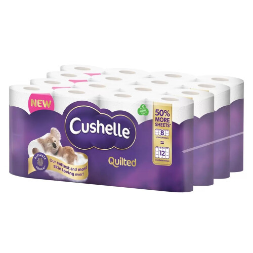 Cushelle Quilted 3ply Double Size 50 Longer Soft Absorbent Rolls 32