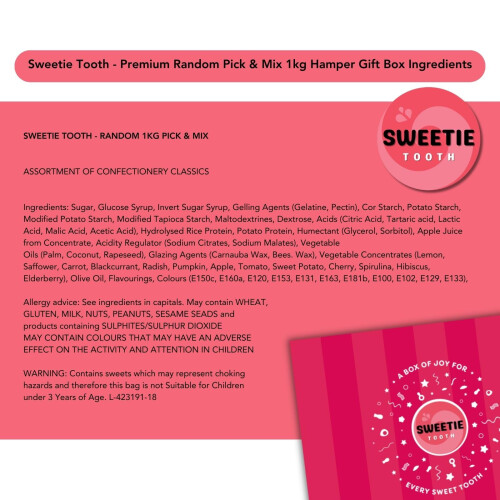 Sweetie Tooth Premium Random Pick Mix 1kg Hamper Box - Sweets for 1