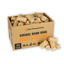 100 Wood Wool Fire Lighters - Natural Firelighters Made From and Wax