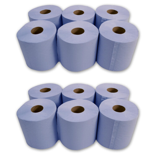 Kapco 12 Value Blue Centrefeed Rolls 2ply Embossed Paper Tissue Roll