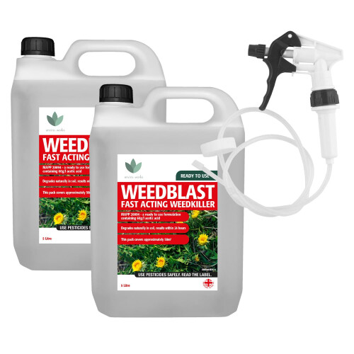 Weedblast Fast Acting Weedkiller 2 X 5L with Long Hose Trigger Ready