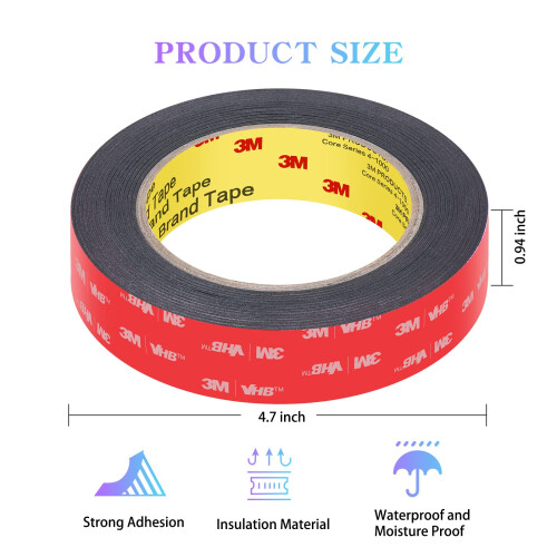 3M Double Sided Tape Heavy Duty Mounting Easy Peel Waterproof Foam 4.8m 1
