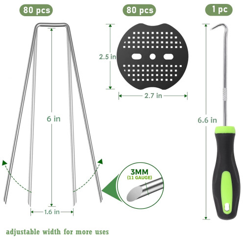 Sliva 80 Weed Control Membrane Pegs Washers Pick Hook 6 150mm Mat 1