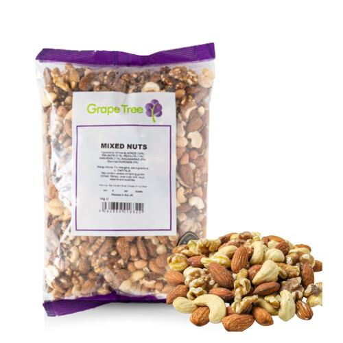 Grape Tree Mixed Nuts 1kg Raw Unsalted Almonds Walnuts Cashews Peanuts