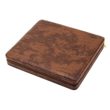 Cigar Box, Portable Travel Humidor Case with Leather Finish, Cedar Lined, Holds 10 Cigars, Brown Color
