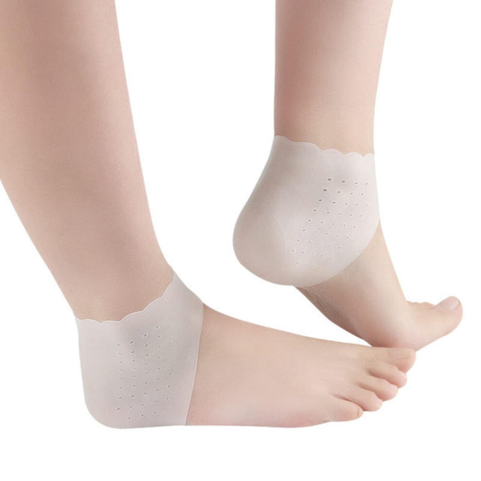 Silicone Feet Care Socks Gel Heel Protectors for Cracked Skin Moisturizing Thin White Size Adjustable JGT-2-image-OPC-PKB7G5J-NEW