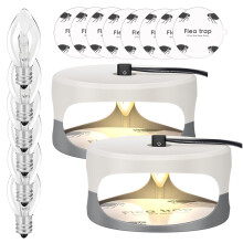 Flea Lamp Trap Non-Toxic Odorless Bed Bug & Fly Trap with 8 Sticky Discs for Home Use