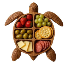 Charcuterie Tray - Turtle Wooden Serving Tray, Large Cheese Board Platter for Snacks, Fruits, Nuts, and Bread
