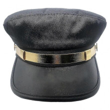 (Gold) Newsboy Hat Curved Hat Yacht Captain Hat Captain Costume Men Punk Hat