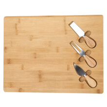 Elegant Bamboo Cheese Board and Knife Set with Drawer - Lightweight Charcuterie Serving Tray and 4 Cheese Knives
