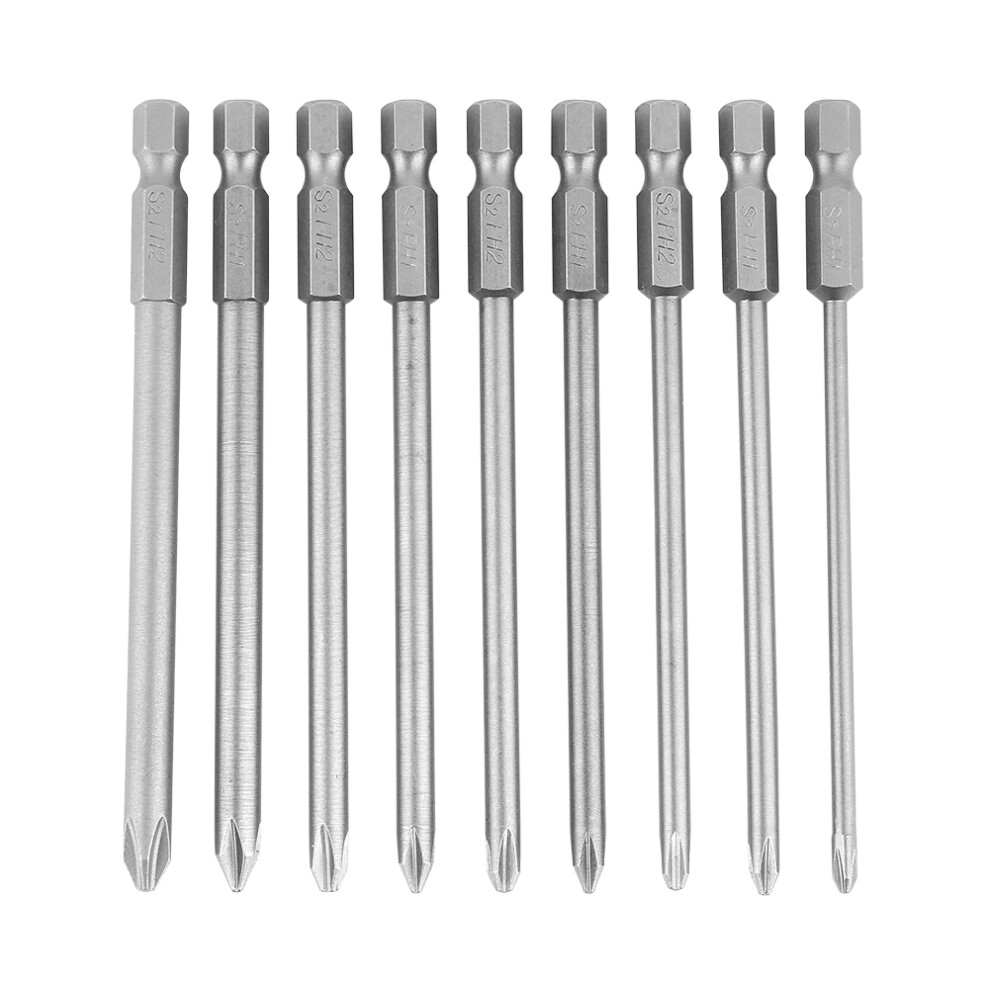9pcs S2 Steel Cross Head PH1 PH2 Screwdriver Bits