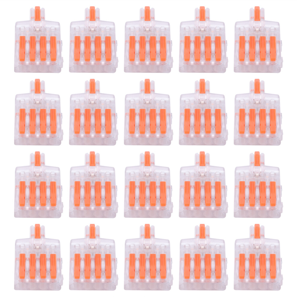 20Pcs Wire Quick Connector Ttype 1 In 4 Out Copper Orange