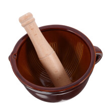 Old-Fashioned Garlic Grinding Tool Ceramic Bowl with Pestle for Mashing and Crushing Garlic Efficiently