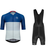 Men's Cycling Jersey Set Breathable Quick Dry Short Sleeve Shirt and Padded Shorts 3XL O Blue for Road and Mountain Bike