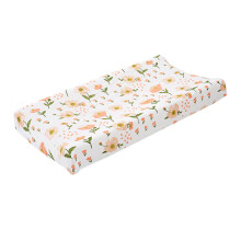 Bassinet Mattress Cover Washable Diaper Changing Pad Protector Soft Floral Design Full Elastic Trim for Cradles and Changing Tables