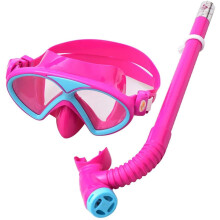 Snorkel Set Kids Anti-Fog Scuba Diving Gear for Boys and Girls 5-8 Years Old with Breathing Tube in Pink