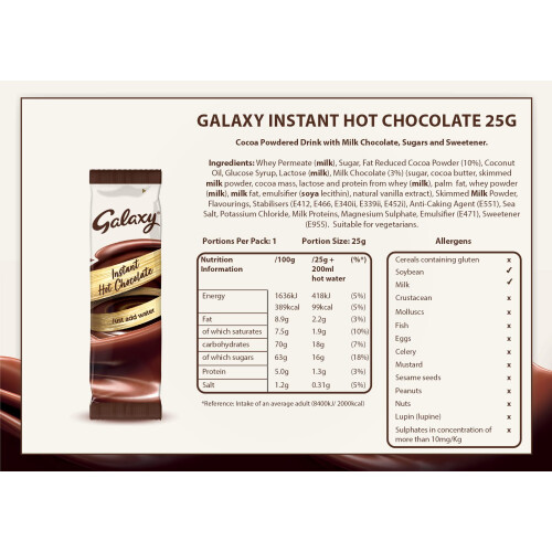 Galaxy Galaxy Instant Hot Chocolate Sachets, Pack of 100 1