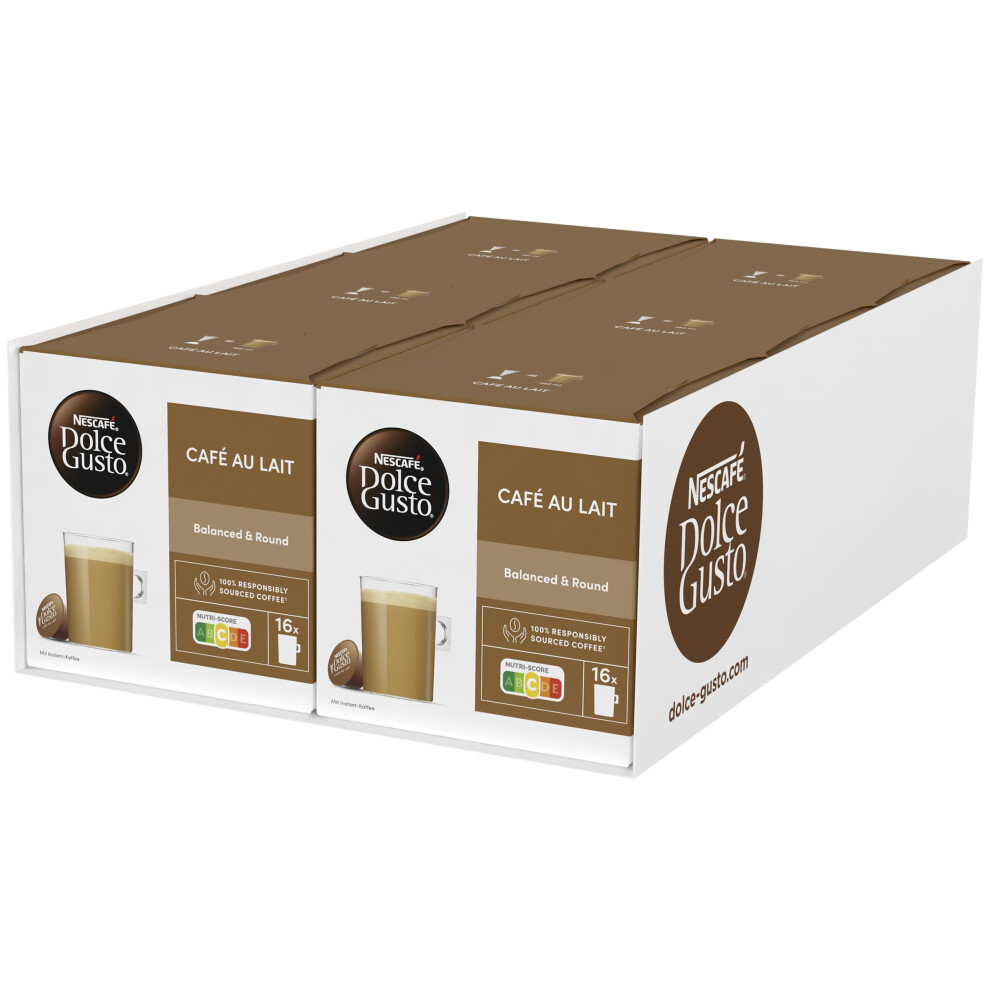 Nescafe Nescaf? Dolce Gusto Caf? Au Lait, Pack Of 6, 6 X 16 Capsules