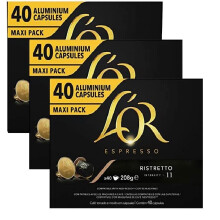 L'Or Espresso Coffee Ristretto Intensity 11 - Nespresso* Compatible Aluminium Coffee Capsules - 3 Packs of 40 Capsules (120 Drinks)