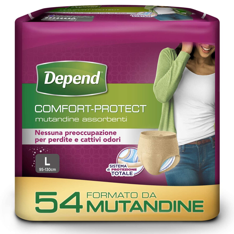 Depend Comfort Protect Incontinence Pants For Women, Large - 54 Pants