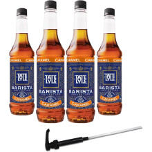 Tate & Lyle - Caramel Syrup with Pump, Fairtrade - 4 x 750ml Bottles - Vegan and Vegetarian Friendly - Syrup for Coffee, Cold Drinks and Hot Drinks