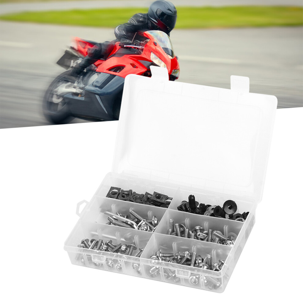 Motorcycle 173Pcs Bolts Kit For Windscreens Bodywork Silver Screws Hardware 9341346271909