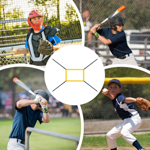 Baseball Strike Zone Pitching Target - Adjustable 4-Strap Design, Durable Net Accessory for Accurate Throwing Practice, Yellow 2