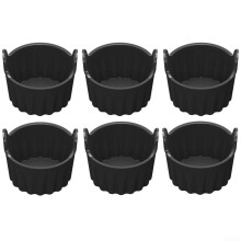 Silicone Baking Cups Set of 6 for Air Fryer Non-Stick Ramekins for Muffins Cupcakes Heat Resistant Black Molds