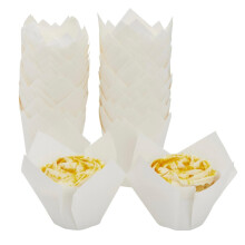 Cupcake Liners Tulip 100-Piece Bulk White Decorative Paper Baking Cups for Muffins, Weddings, Birthdays, Baby Showers