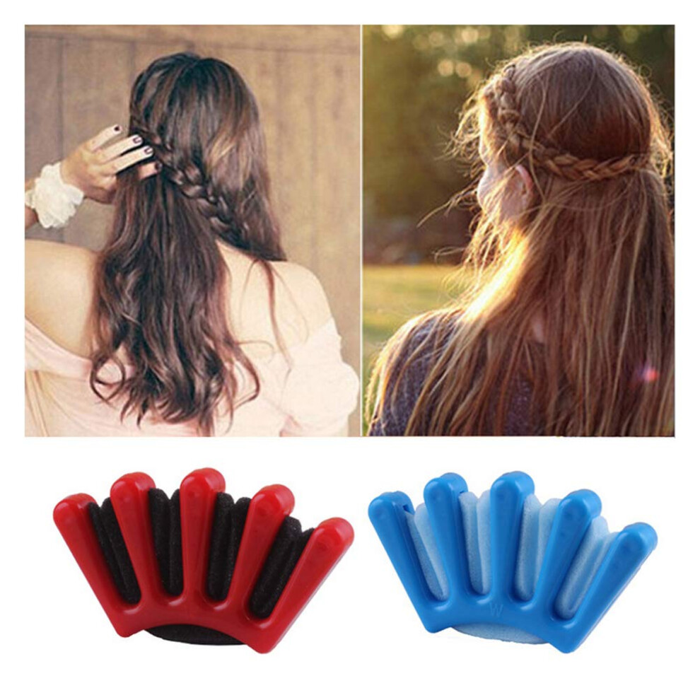 Unisex Blue/Red 2Pcs Women Girls Sponge Hair Twist Braiding Tool For Diy French Twist Plaiting, Easy Hair Styling Accessories
