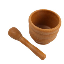Garlic Pugging Pot Wooden Pestle Set with Pedestal Bowl for Kitchen Use - Durable Garlic Pounder, 8-Inch Size