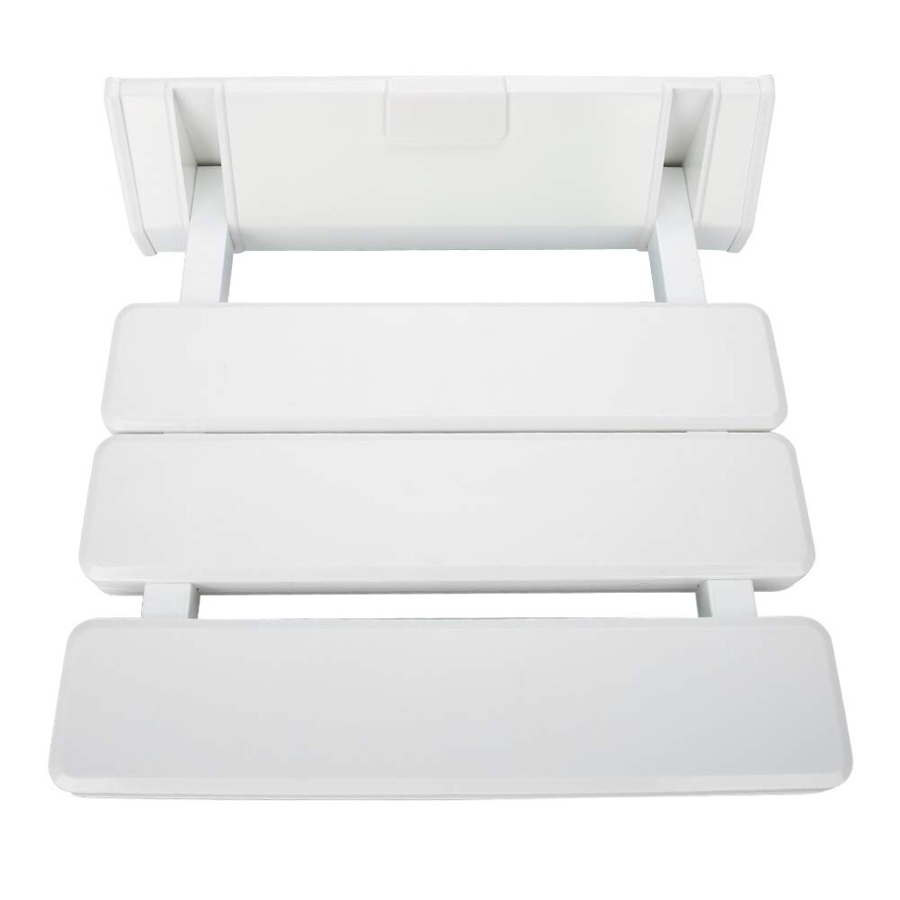 White Folding Shower Seat Wall Mounted Space Saving Non-Slip Stool For Disabled Elderly Maximum Weight 130Kg
