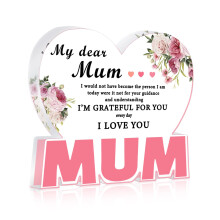 Mum Birthday Gifts Acrylic Heart Plaques 12x12cm from Daughter Son Creative Presents for Mum Unique Decor Gifts