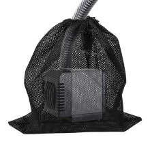 Pond Filter Bag, 17.72"x17.72" Anti-Clogging Pump Barrier Bag, Black Outdoor Mesh Water Pump Cover Accessories