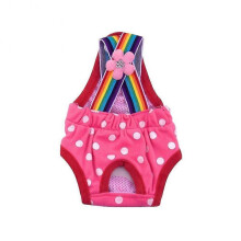 (PolkaDotPink L) Female Dog Diaper Cute Comfortable Washable Polka Dot Striped Sanitary Diaper Pet Physiological Pant