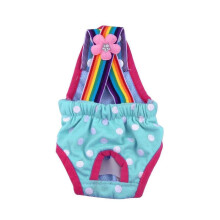 (OceanBlue XS) Female Dog Diaper Cute Comfortable Washable Polka Dot Striped Sanitary Diaper Pet Physiological Pant