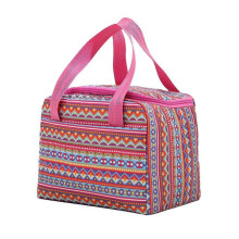 (E) Bento Bag Insulated Waterproof High Capacity Dirt-resistant Portable Printed Design Square Lunch Bag