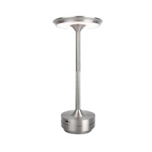 (Silver) Rechargeable Cordless Desk Lamp with Stable Base Soft Glow Dimmable Touch Control Waterproof Modern