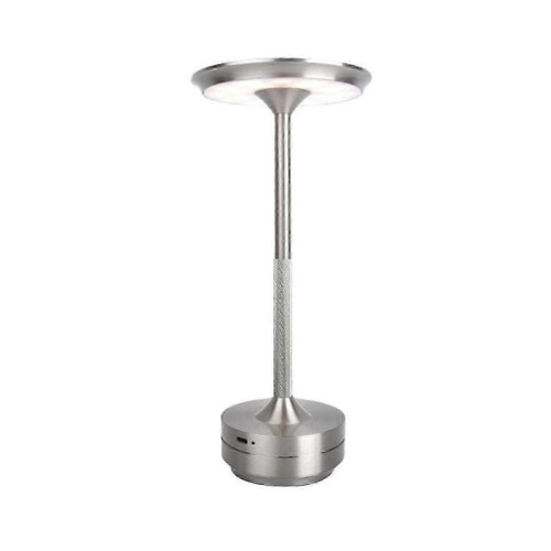 (Silver) Rechargeable Cordless Desk Lamp with Stable Base Soft Glow Dimmable Touch Control Waterproof Modern