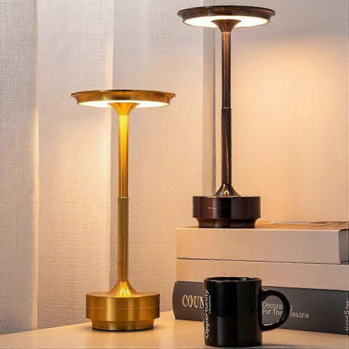 (Black) Rechargeable Cordless Desk Lamp with Stable Base Soft Glow Dimmable Touch Control Waterproof Modern 2