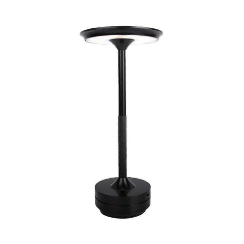(Black) Rechargeable Cordless Desk Lamp with Stable Base Soft Glow Dimmable Touch Control Waterproof Modern