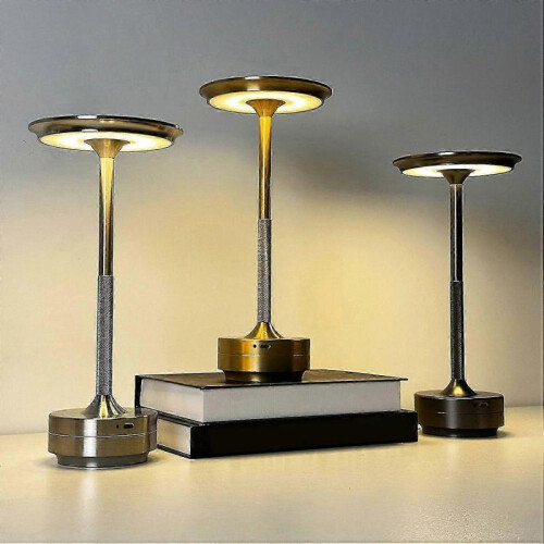 (Black) Rechargeable Cordless Desk Lamp with Stable Base Soft Glow Dimmable Touch Control Waterproof Modern 1