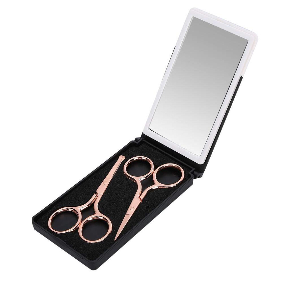 Gold Stainless Steel Nose Hair Scissors Set, Portable Rose Facial Hair Trimmer For Mustache, Beard, And Eyebrow Hair
