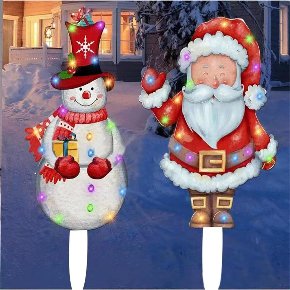 (A) Christmas Holiday Decorations Sale Christmas Santa Claus Snowman LED Light Christmas Outdoor Decoration Glowing Santa Claus Snowman With Lights Ga
