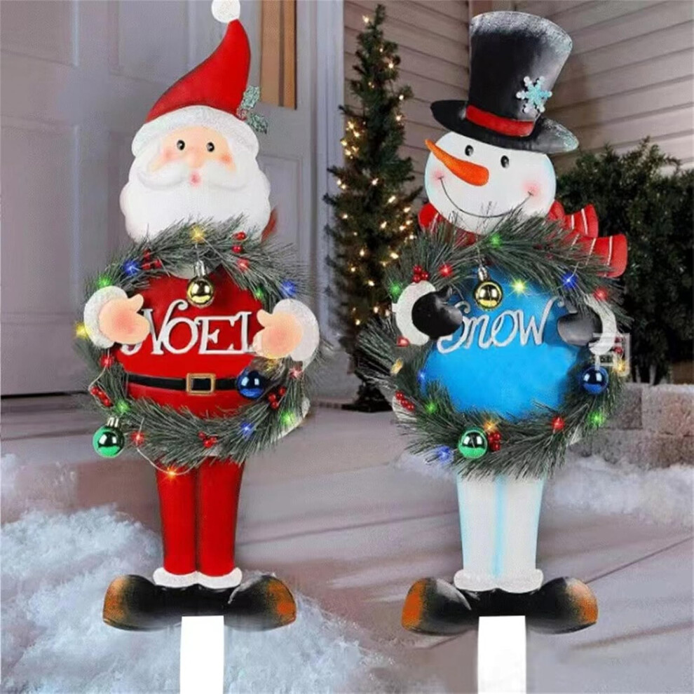 (C) Christmas Holiday Decorations Sale Christmas Santa Claus Snowman LED Light Christmas Outdoor Decoration Glowing Santa Claus Snowman With Lights Ga