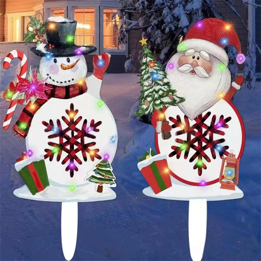 (B) Christmas Holiday Decorations Sale Christmas Santa Claus Snowman LED Light Christmas Outdoor Decoration Glowing Santa Claus Snowman With Lights Ga
